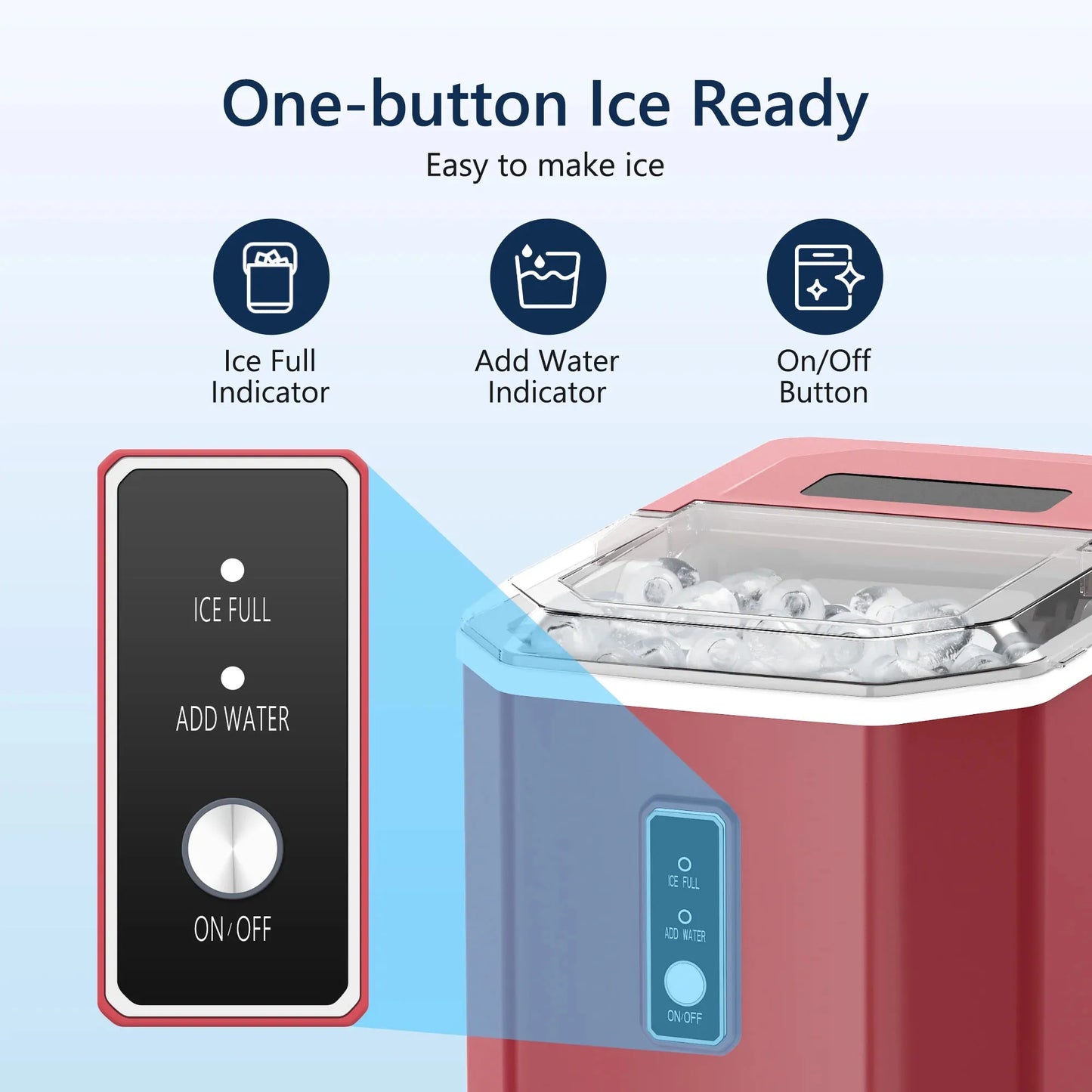 Ice Maker Countertop , 26.5 lbs/24H, 9 Cubes in 6 Mins, Portable Ice Maker with Handle