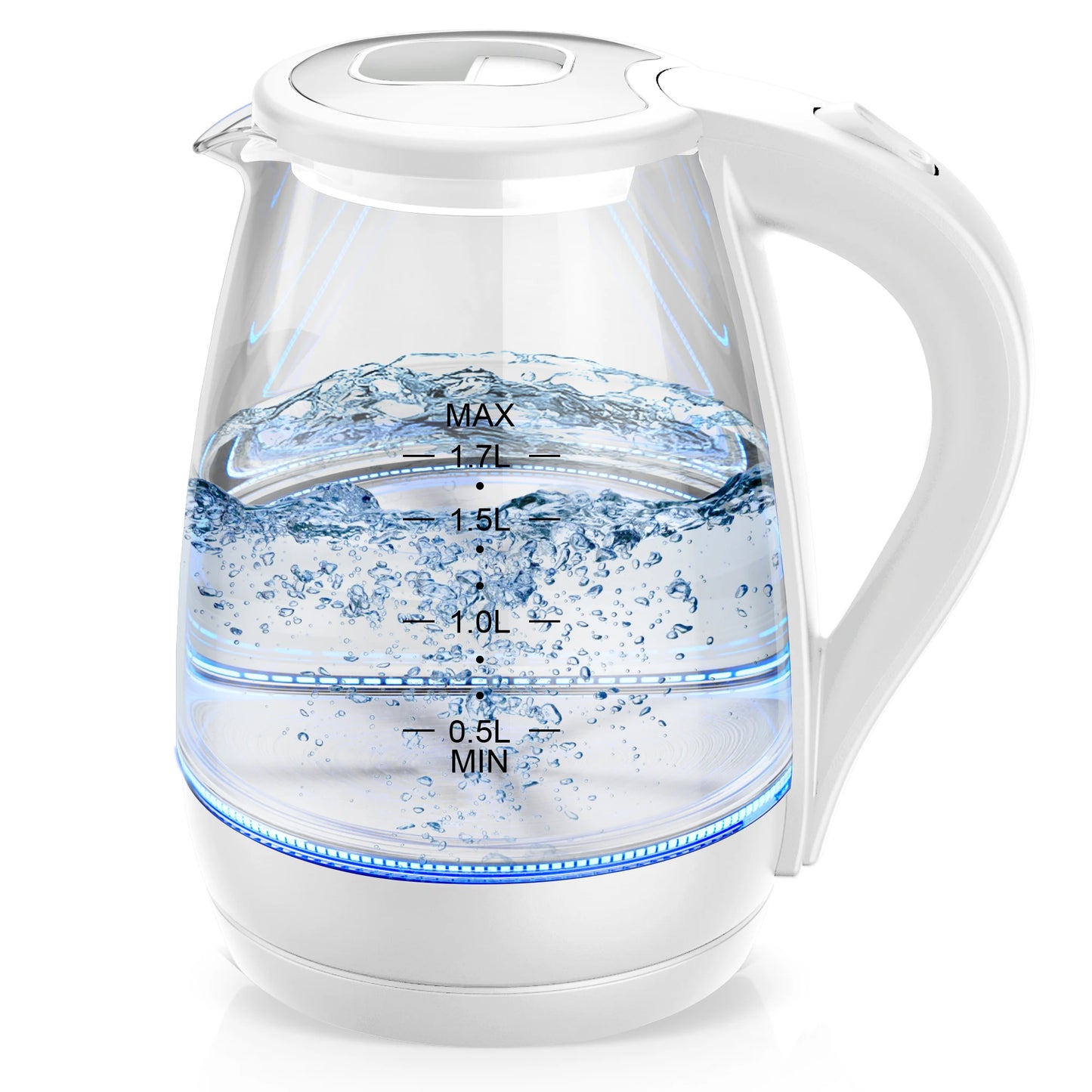 Electric Tea Kettle - 1.7L Borosilicate Glass Electric Kettle with LED Indicator