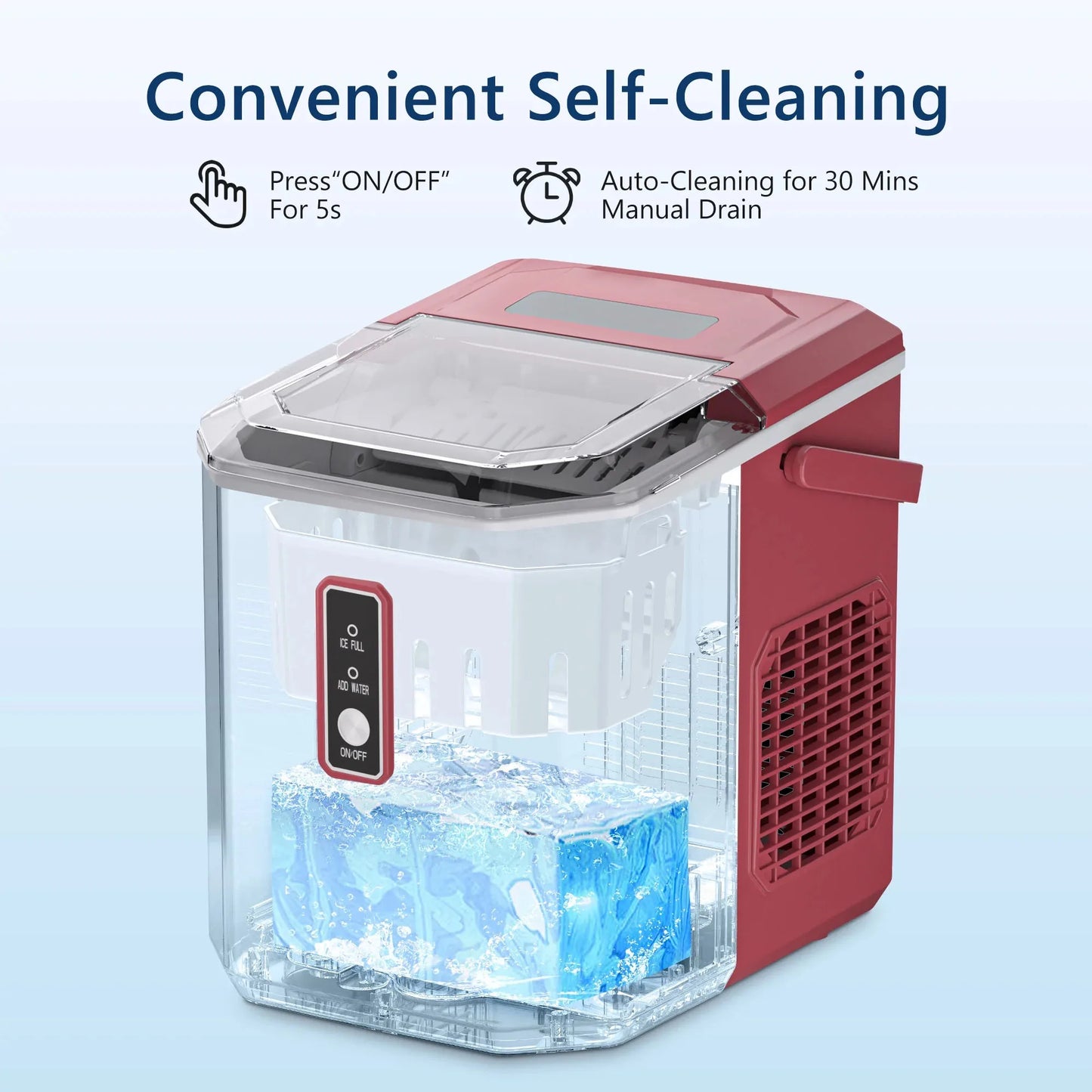 Ice Maker Countertop , 26.5 lbs/24H, 9 Cubes in 6 Mins, Portable Ice Maker with Handle
