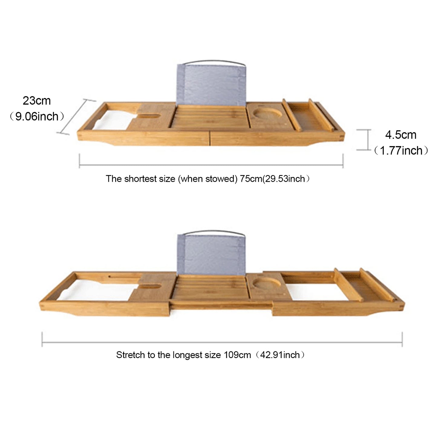 Bamboo Bath Tray Table Bathtub Caddy, Over the Tub Shelf Bath Holder.