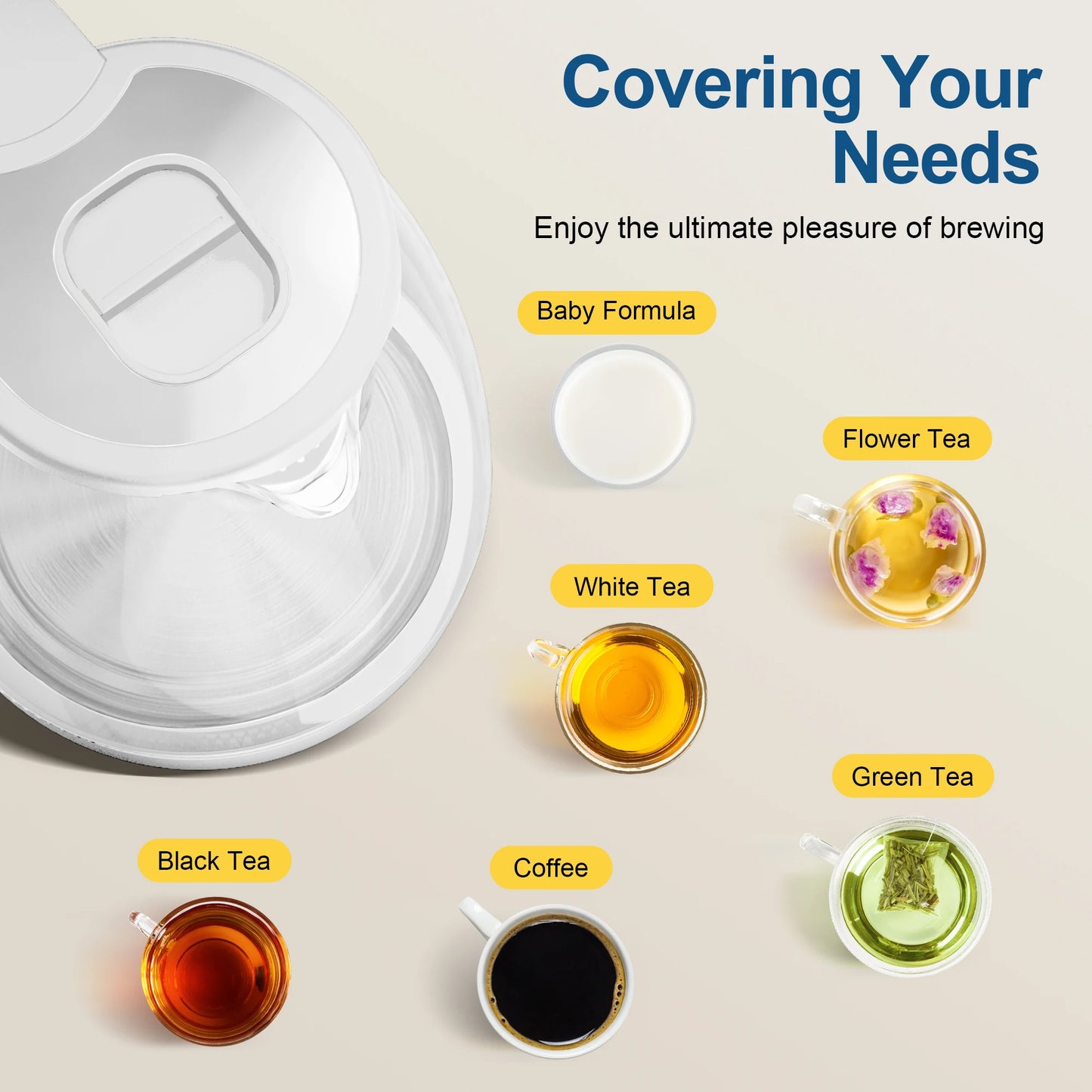 Electric Tea Kettle - 1.7L Borosilicate Glass Electric Kettle with LED Indicator
