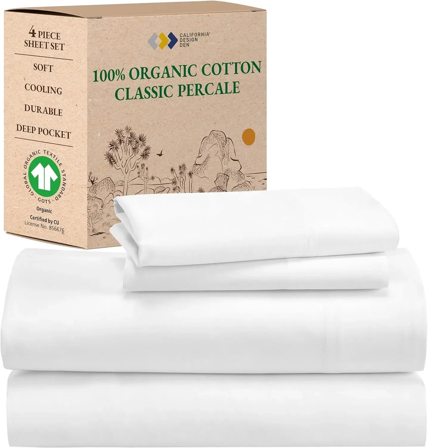 Soft Cooling Sheets King Size Sheets Deep Pockets 100% Organic Cotton