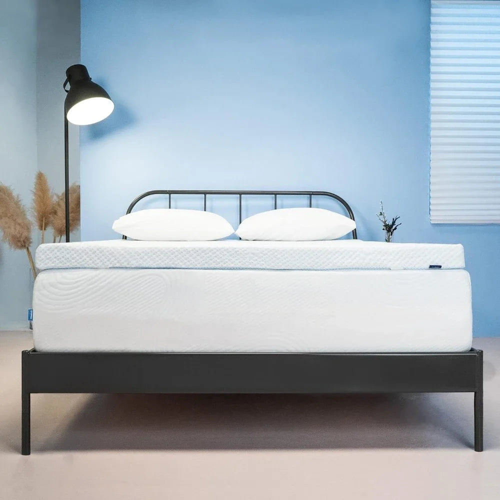 4 Inch Gel-Infused Memory Foam Mattress Cooling Bed Topper Pad Removable Fitted Cover Ventilated Design