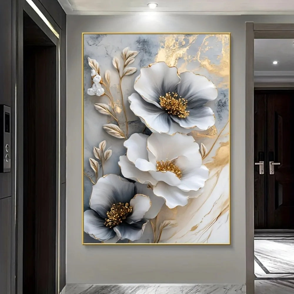 Modern luxury floral canvas mural, suitable for bedroom and living room decoration