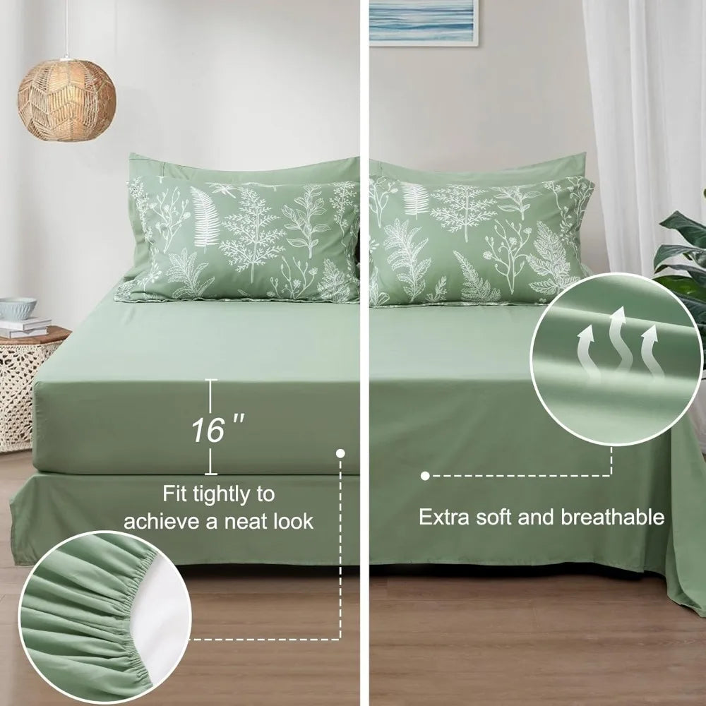 7 Pieces California King Bed in A Bag, Ultra Soft Comforter Set & Sheet Set, Reversible.