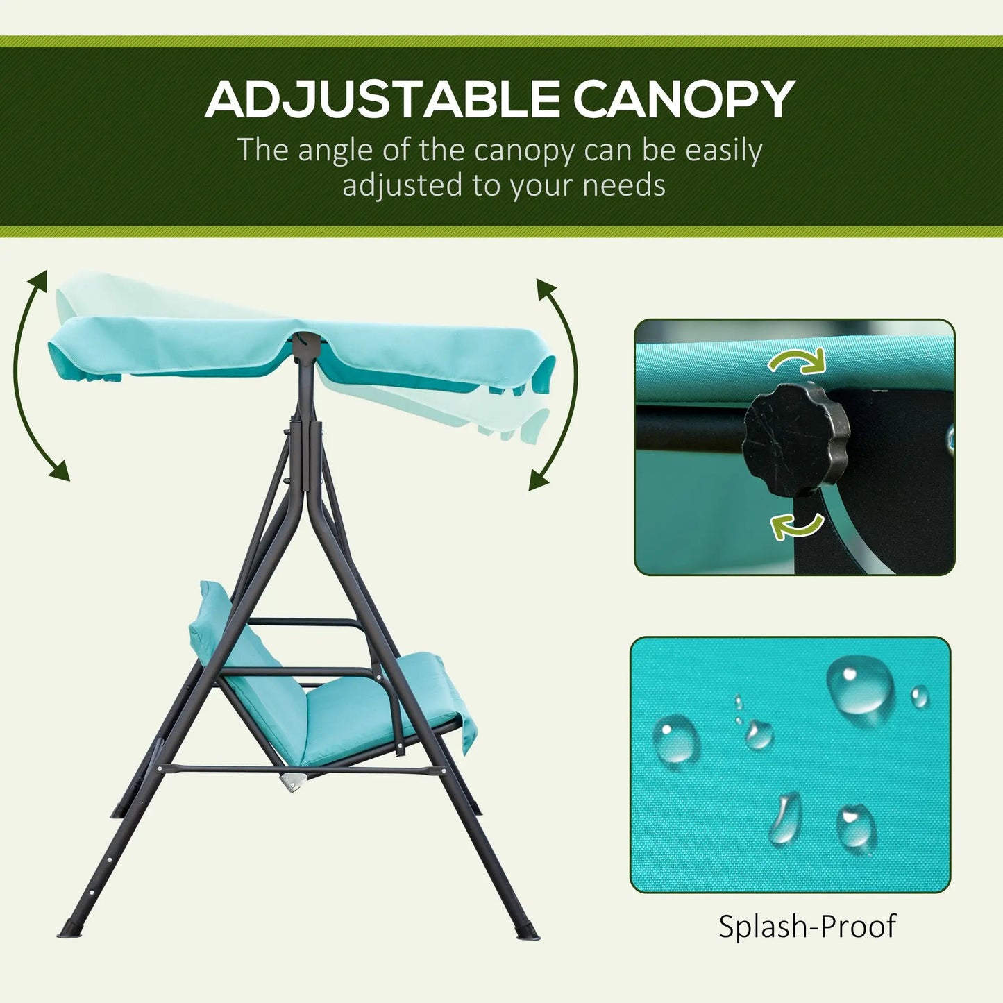 Swing Hammock Bench Chair, Steel 3-Seat W/ Adjustable Canopy