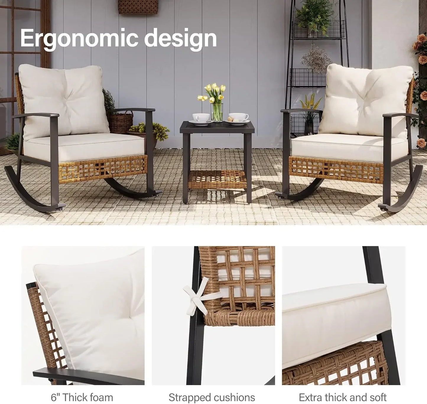 3 Pieces Rocking Bistro Set