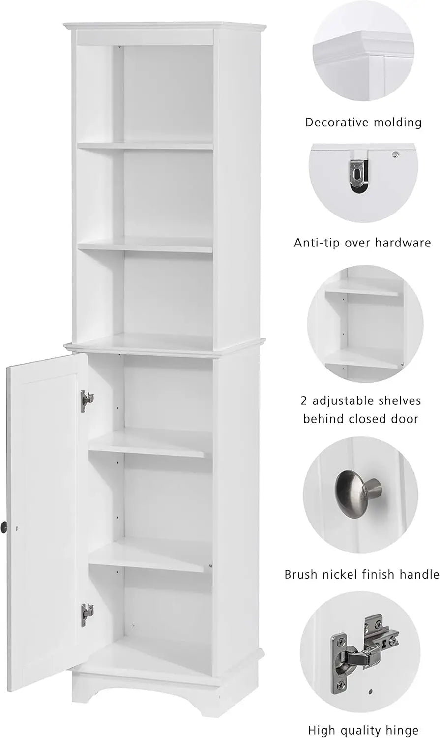 Freestanding Storage Cabinet with Three Tier Shelves