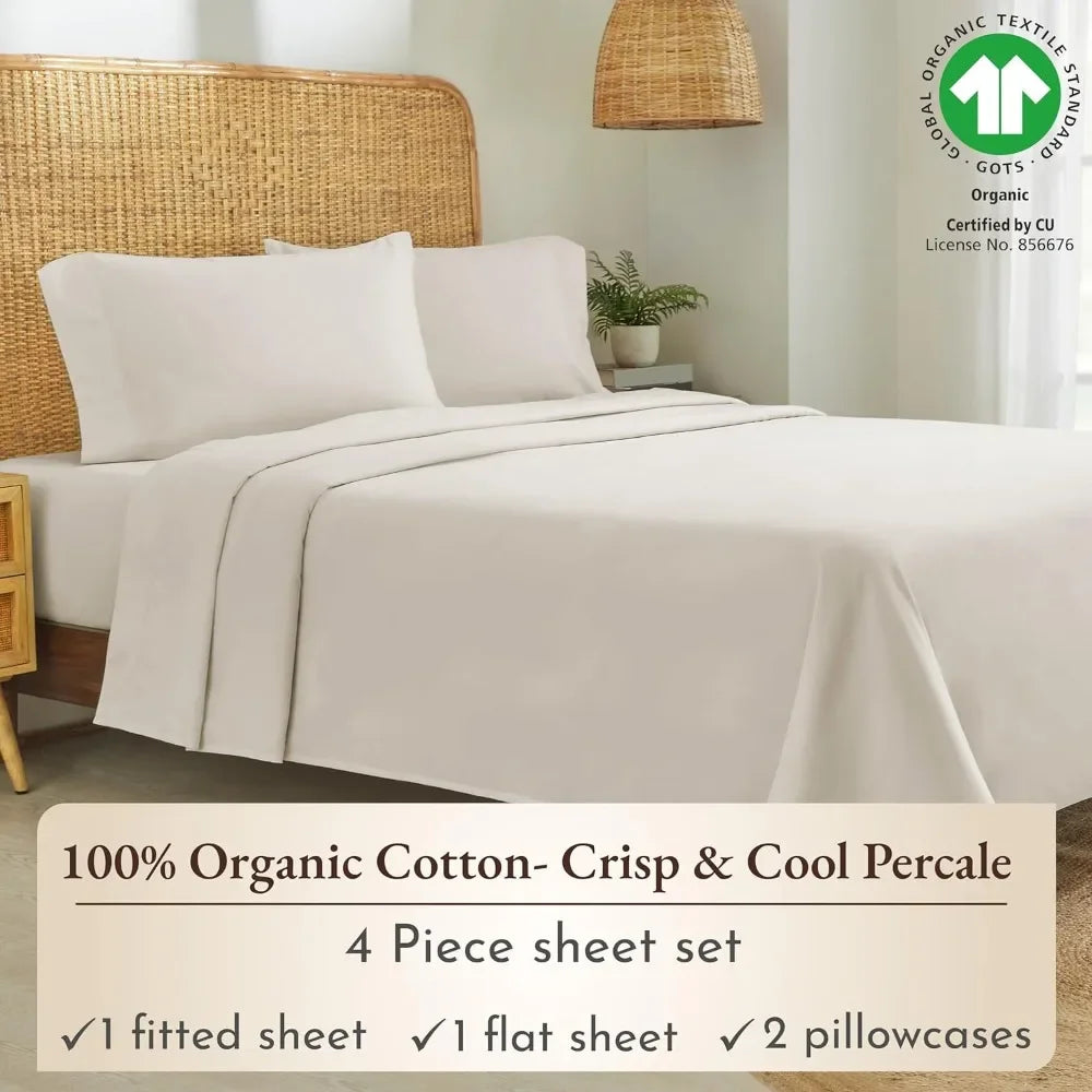 Soft Cooling Sheets King Size Sheets Deep Pockets 100% Organic Cotton