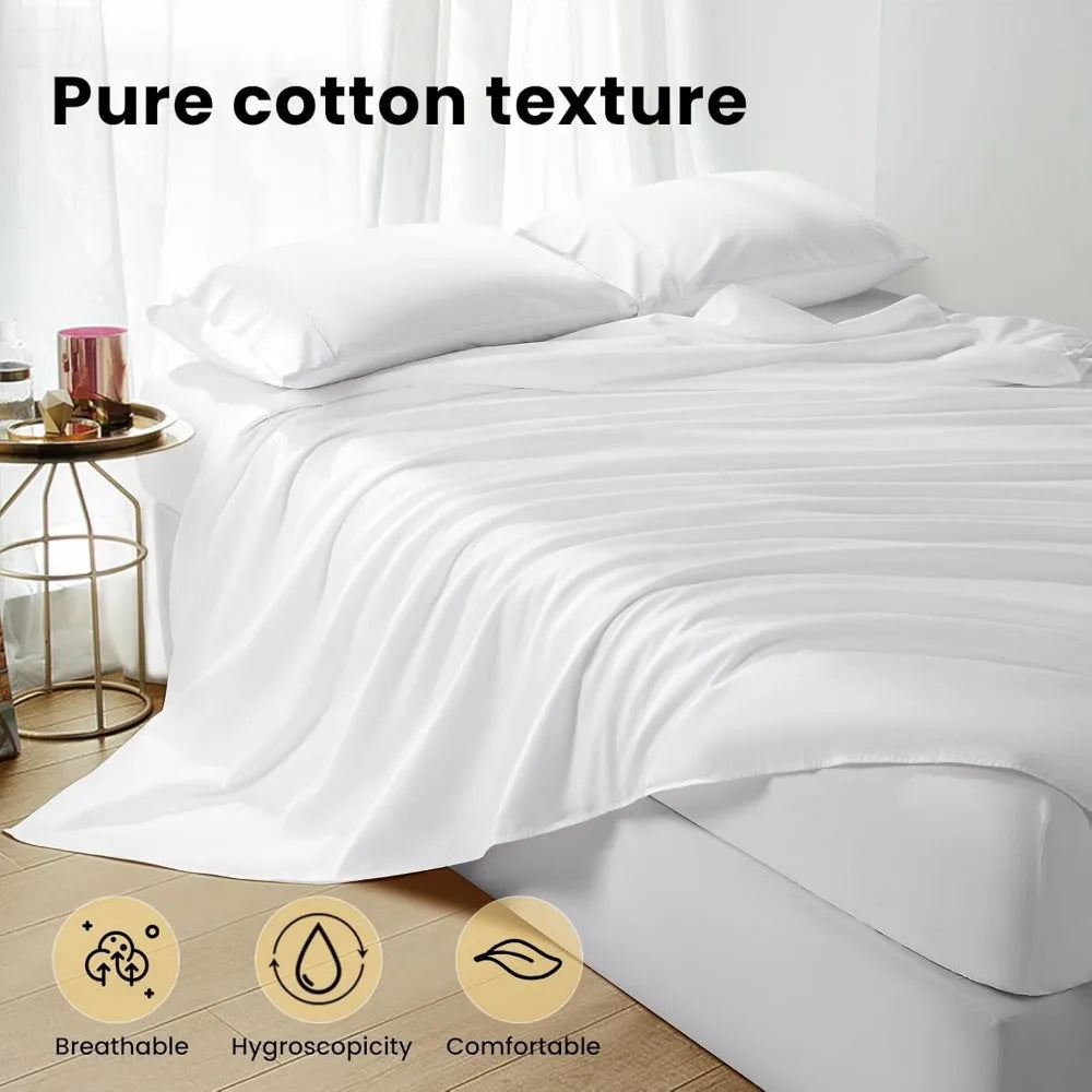 100% Egyptian Cotton, 1200 Thread Count King Size Sheets Set,16 inches Deep Pocket, All Season