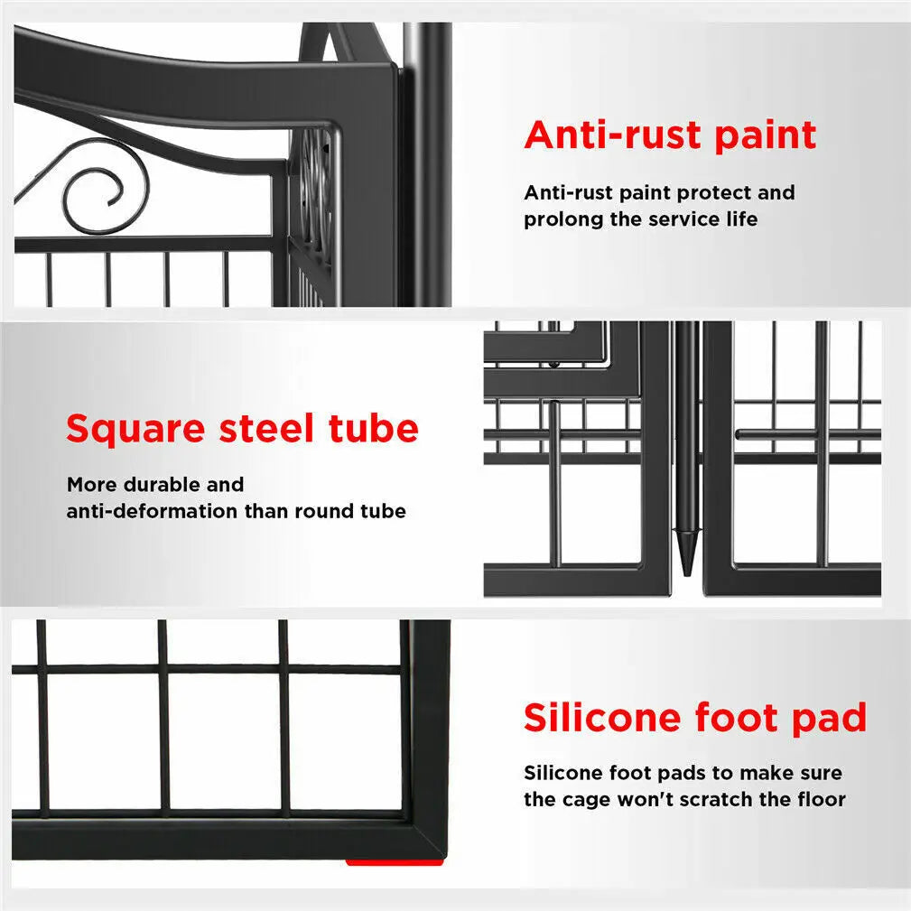 Metal Dog Foldable 8 Panel Fence with Gate for Indoor/ Outdoor