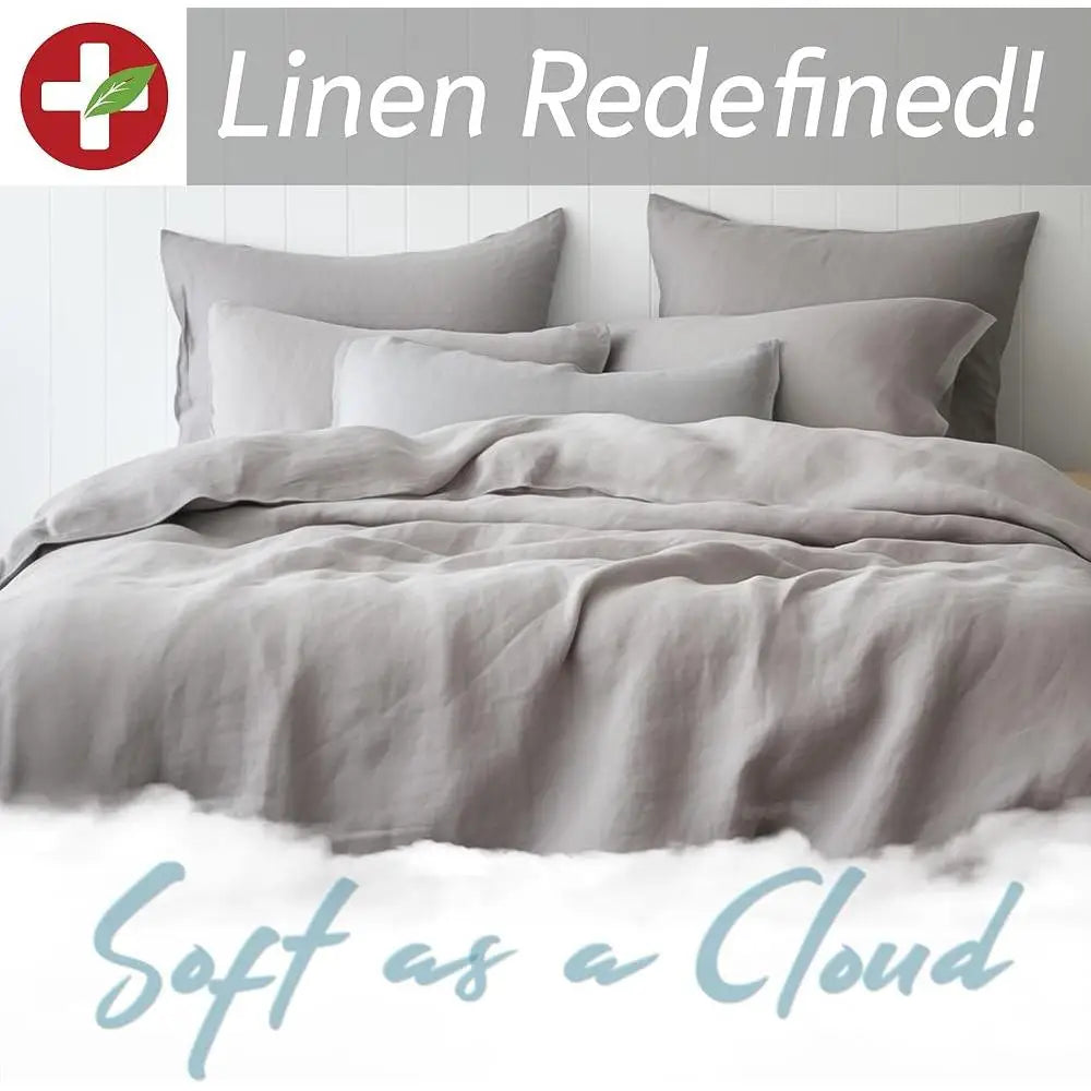 Silver Ion Linen Bed Sheet Set Eucalyptus Cooling Soft Breathable Moisture Wicking, Deep Pocket, Hypoallergenic