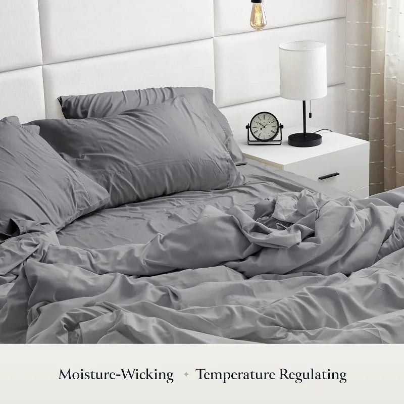 Luxury 6 Piece Bed Sheets for Queen Size Bed & Pillowcase Set, Wrinkle Free