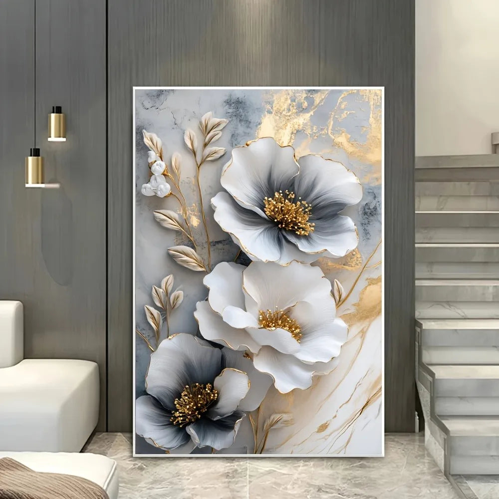 Modern luxury floral canvas mural, suitable for bedroom and living room decoration