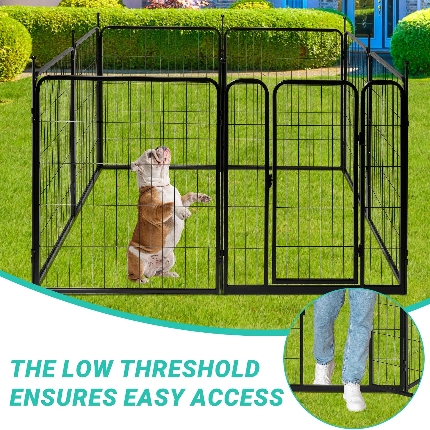 70" spliced 8-piece iron pet fence