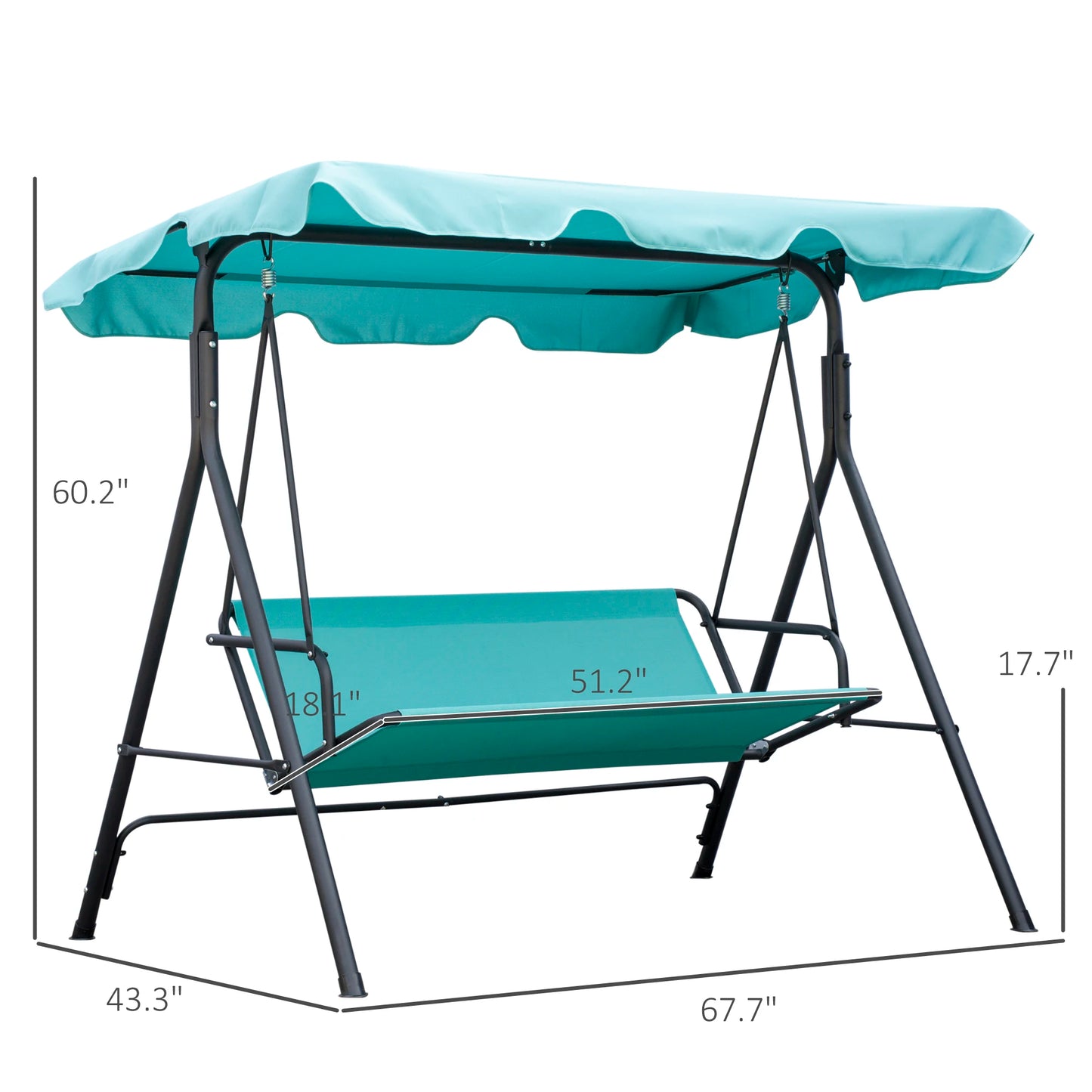 Swing Hammock Bench Chair, Steel 3-Seat W/ Adjustable Canopy