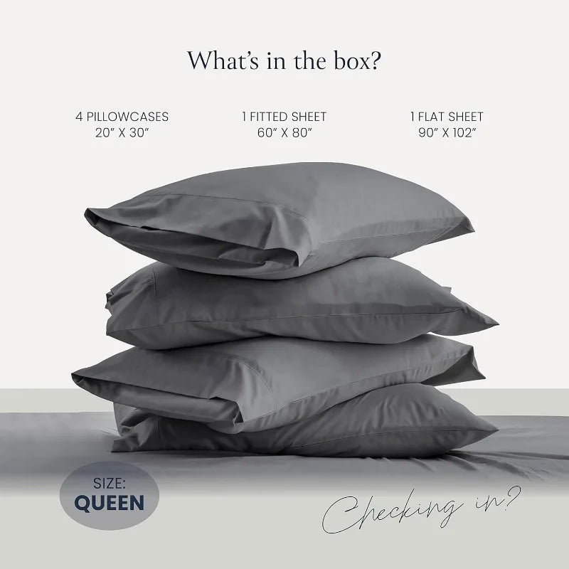 Luxury 6 Piece Bed Sheets for Queen Size Bed & Pillowcase Set, Wrinkle Free