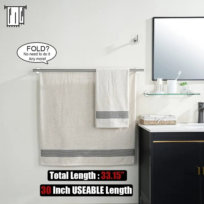 0.8mm Double Towel Rack 33 in Total Length 2 Pack,