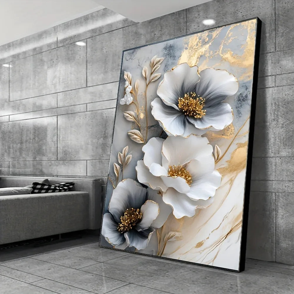 Modern luxury floral canvas mural, suitable for bedroom and living room decoration