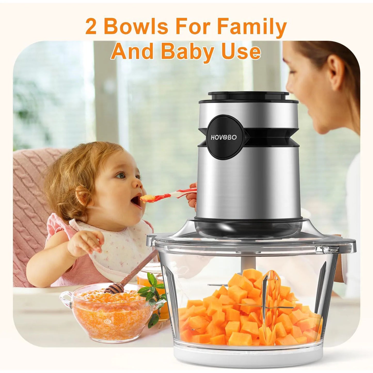 500W Electric Food Processor, Glass Bowl