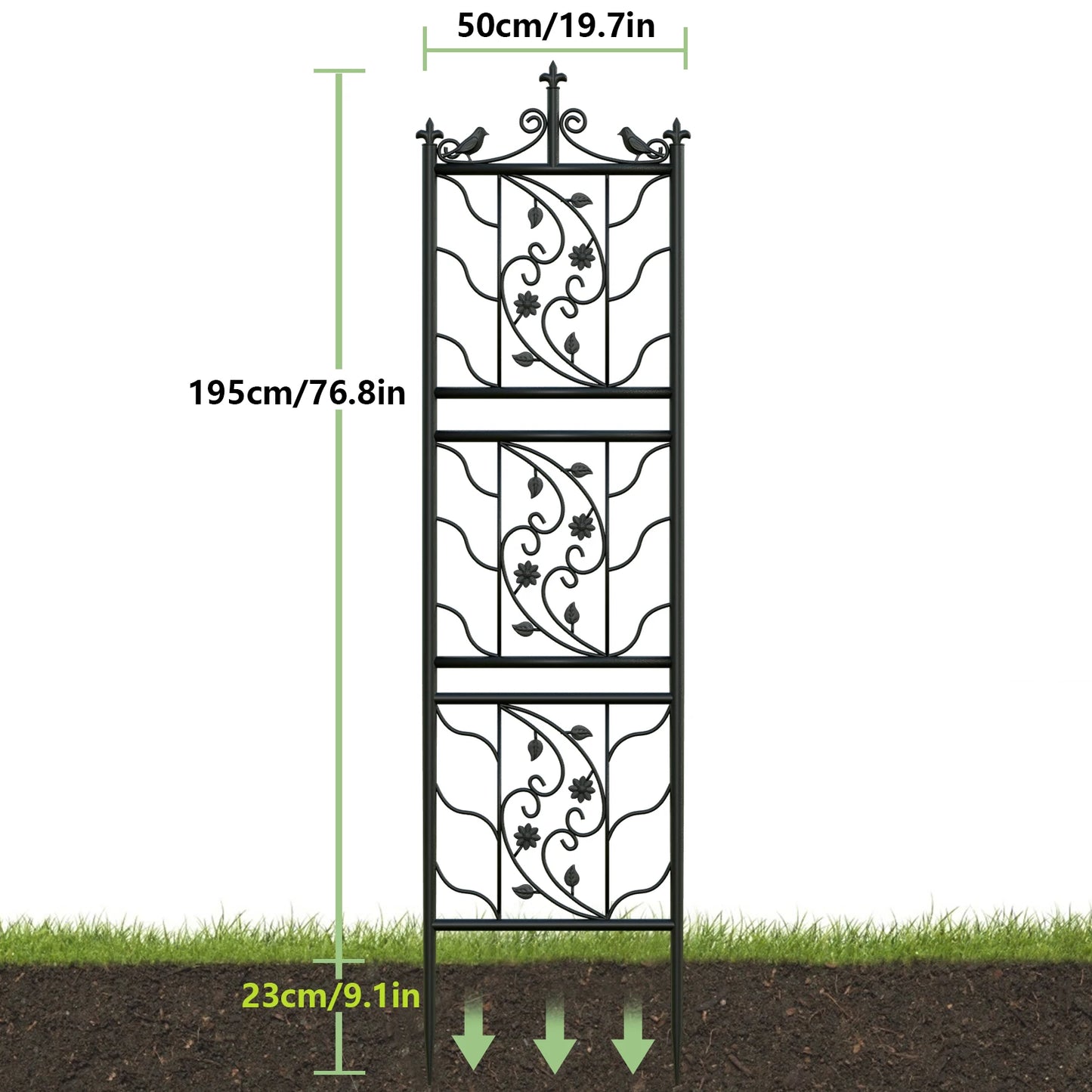 71 inch Garden Trellis, Outdoor Metal Fence Lattice Panel for Climbing Plant Flower