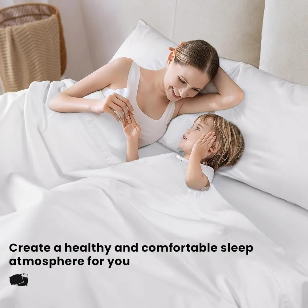 100% Egyptian Cotton, 1200 Thread Count King Size Sheets Set,16 inches Deep Pocket, All Season