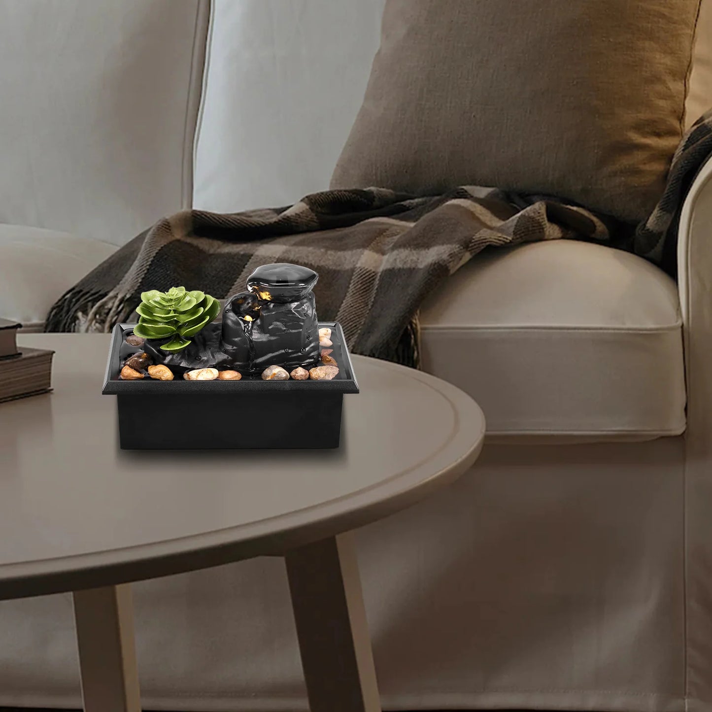 Fountain with Light Battery/USB Operated Mini Indoor Water Fountain