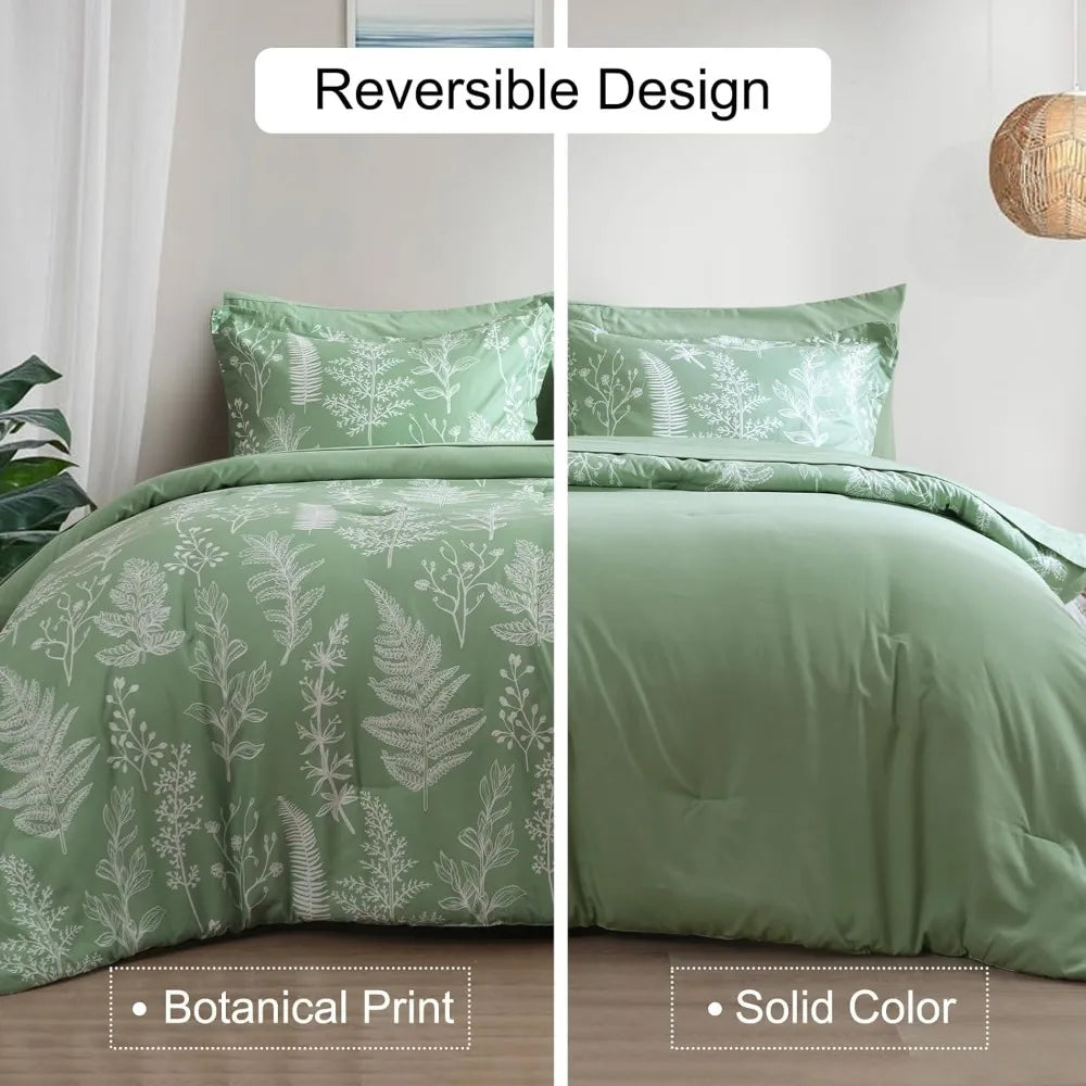 7 Pieces California King Bed in A Bag, Ultra Soft Comforter Set & Sheet Set, Reversible.