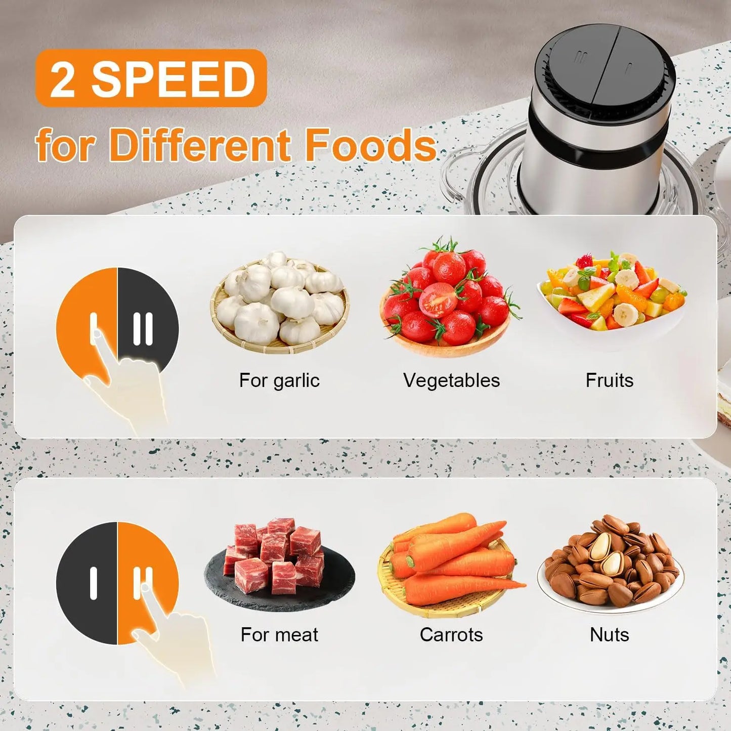500W Electric Food Processor, Glass Bowl