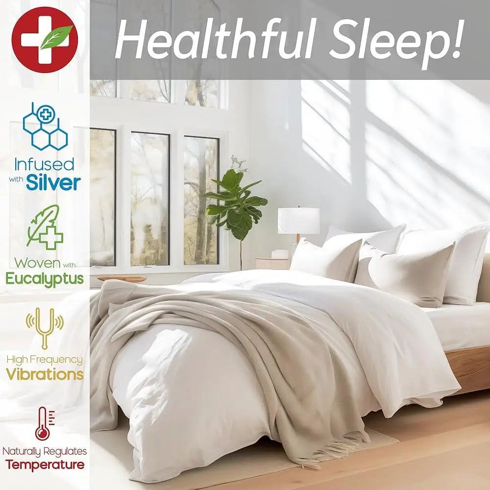 Silver Ion Linen Bed Sheet Set Eucalyptus Cooling Soft Breathable Moisture Wicking, Deep Pocket, Hypoallergenic