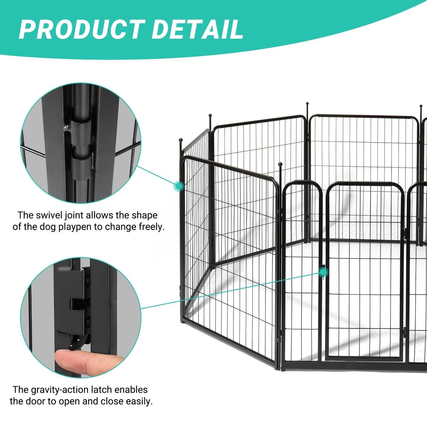70" spliced 8-piece iron pet fence