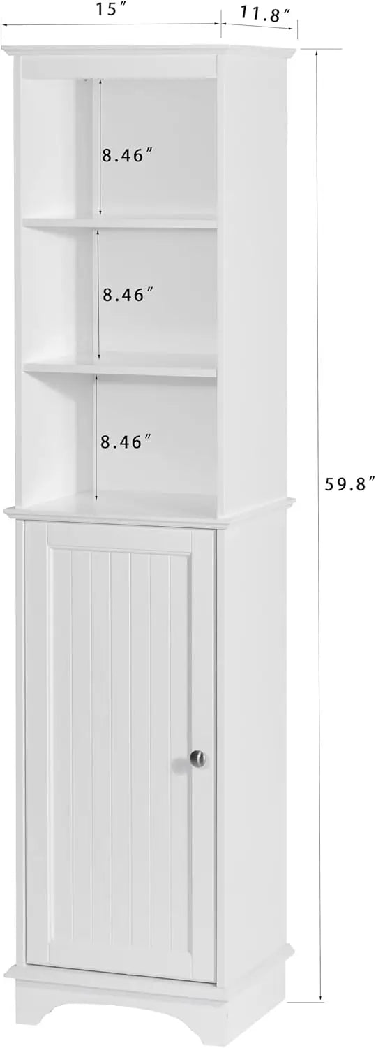 Freestanding Storage Cabinet with Three Tier Shelves