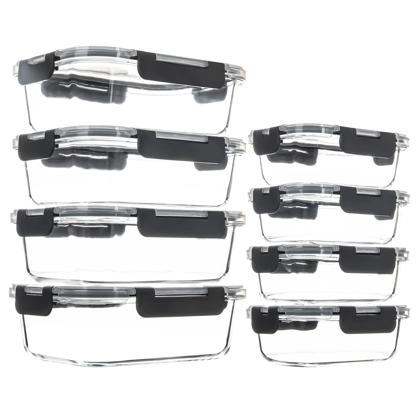 BPA free, 8-Piece Glass Food Storage Containers Set, Leakproof, Microwave & Oven Safe