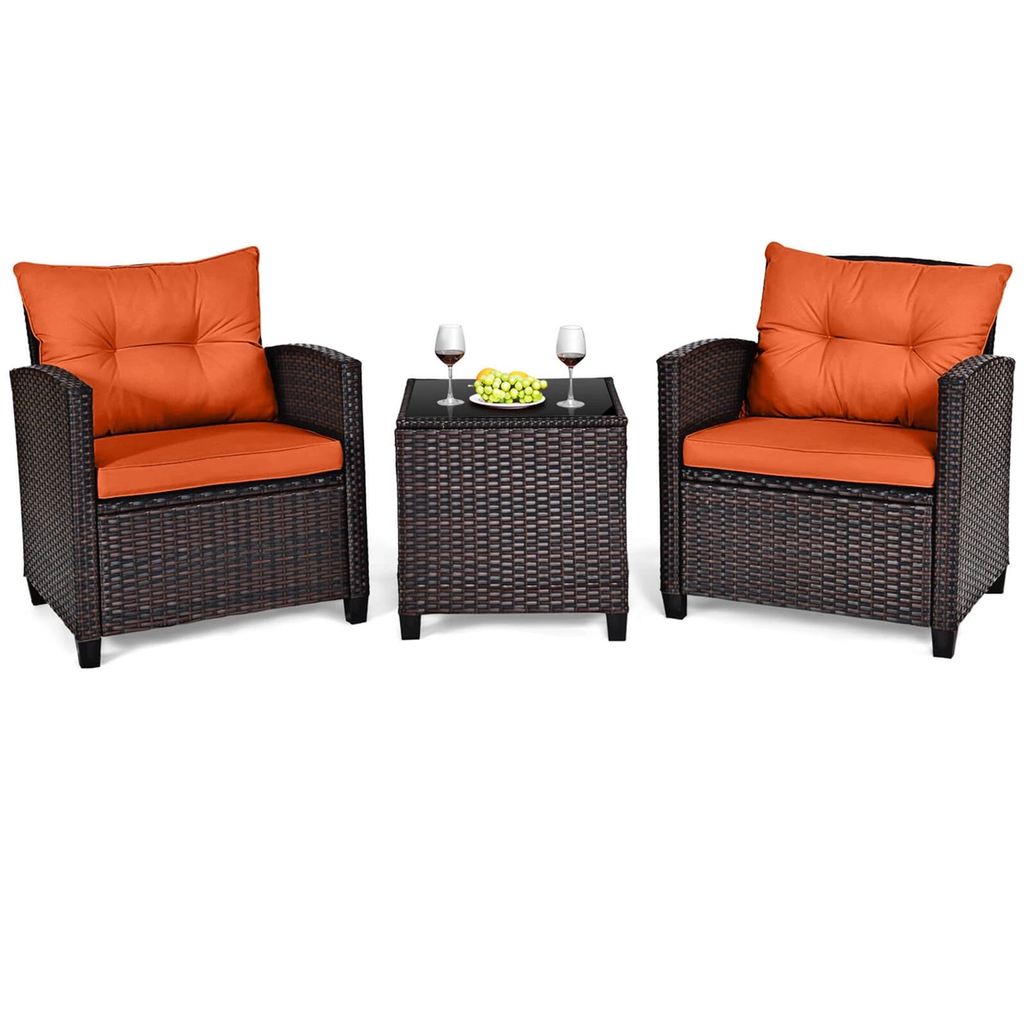3 PCS Rattan Furniture Set with cushions