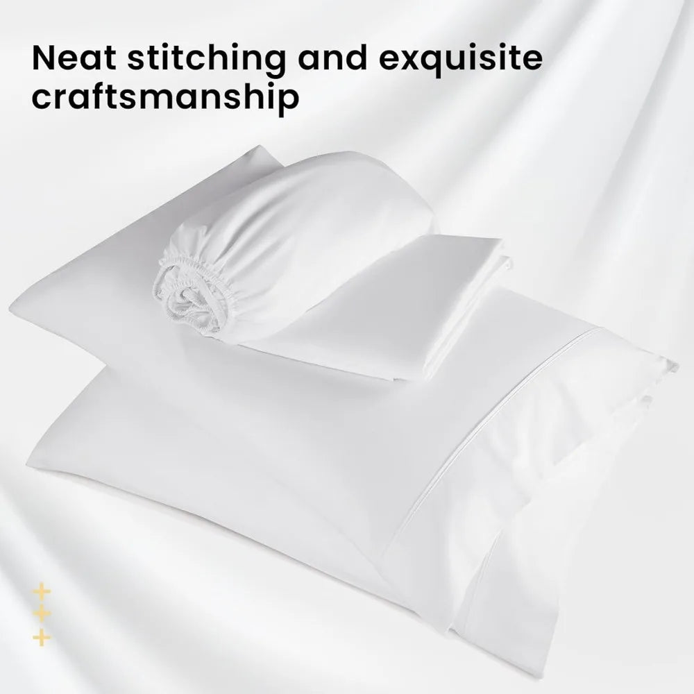 100% Egyptian Cotton, 1200 Thread Count King Size Sheets Set,16 inches Deep Pocket, All Season