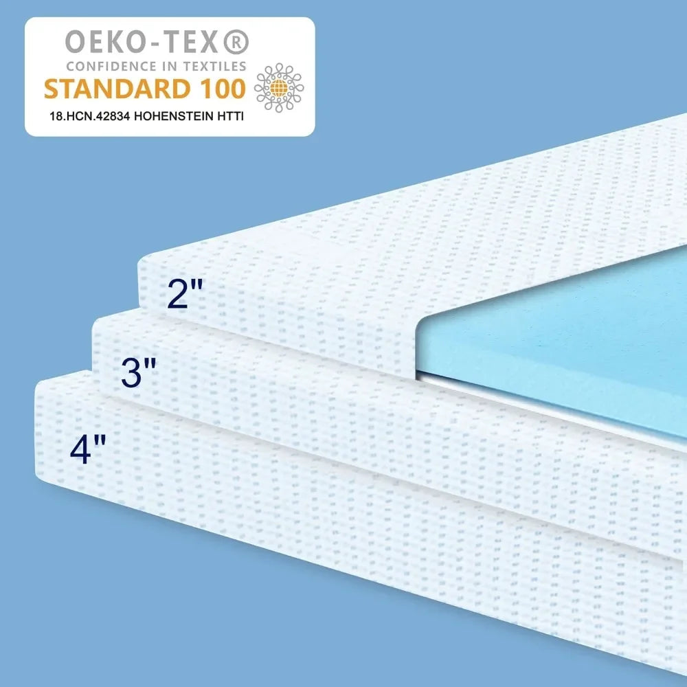 4 Inch Gel-Infused Memory Foam Mattress Cooling Bed Topper Pad Removable Fitted Cover Ventilated Design