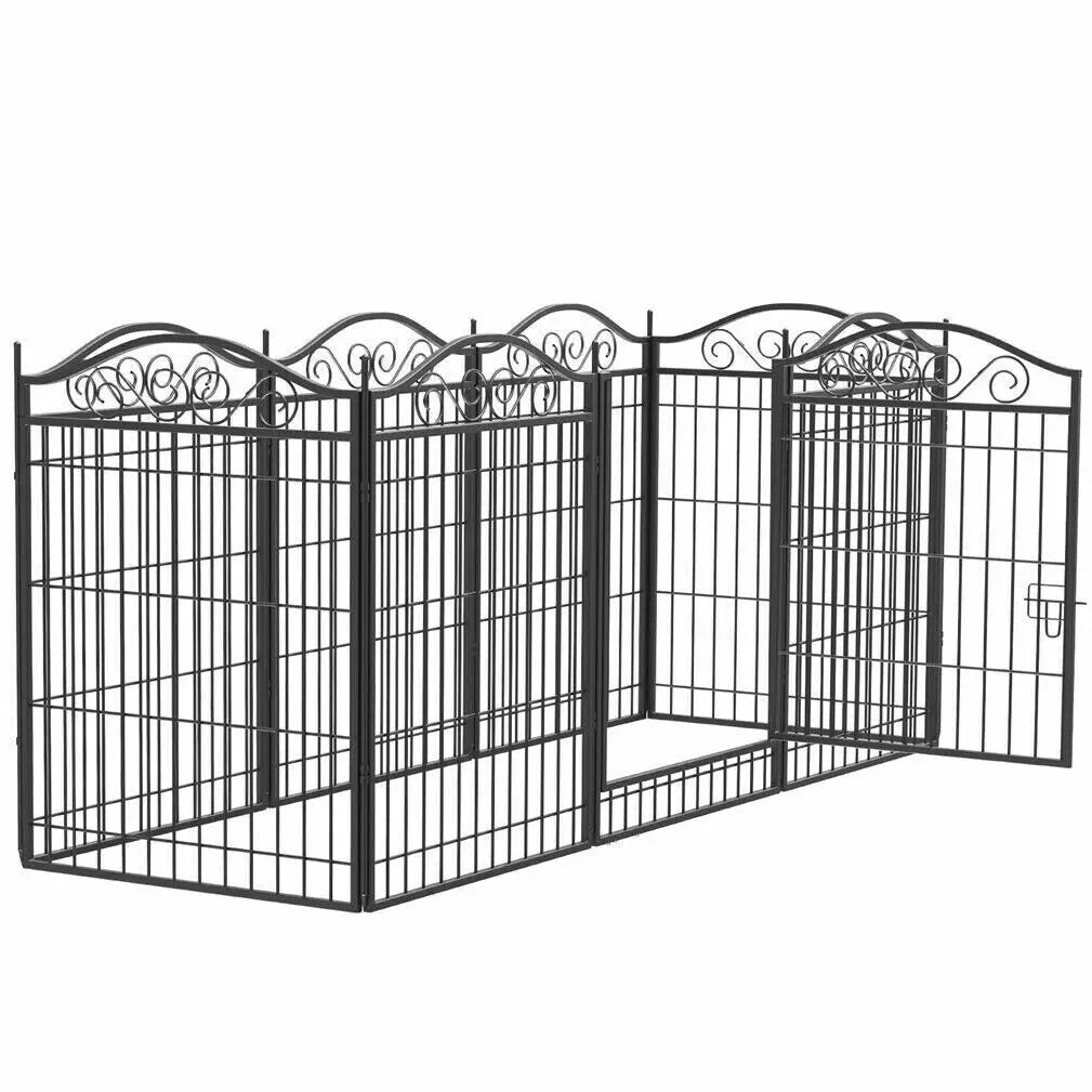 Metal Dog Foldable 8 Panel Fence with Gate for Indoor/ Outdoor