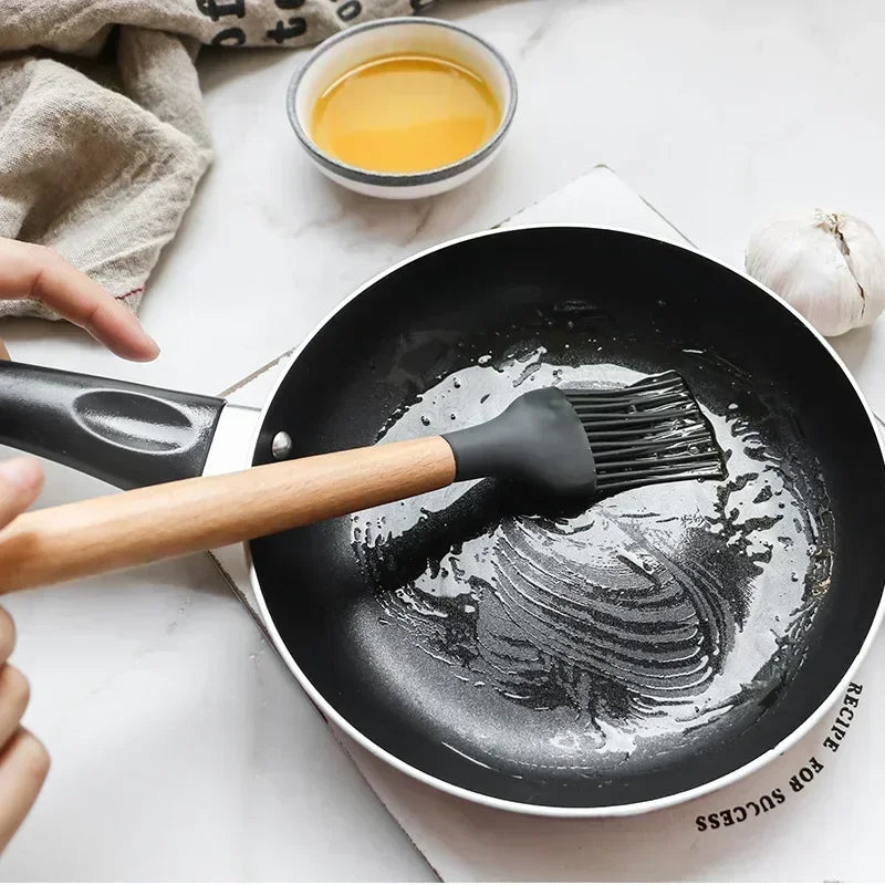 12PCS Food Grade Silicone Kitchen Cookware Utensils Turner Spatula Measuring Spoon Practical Cooking Tool Kitchenware Set Spoon