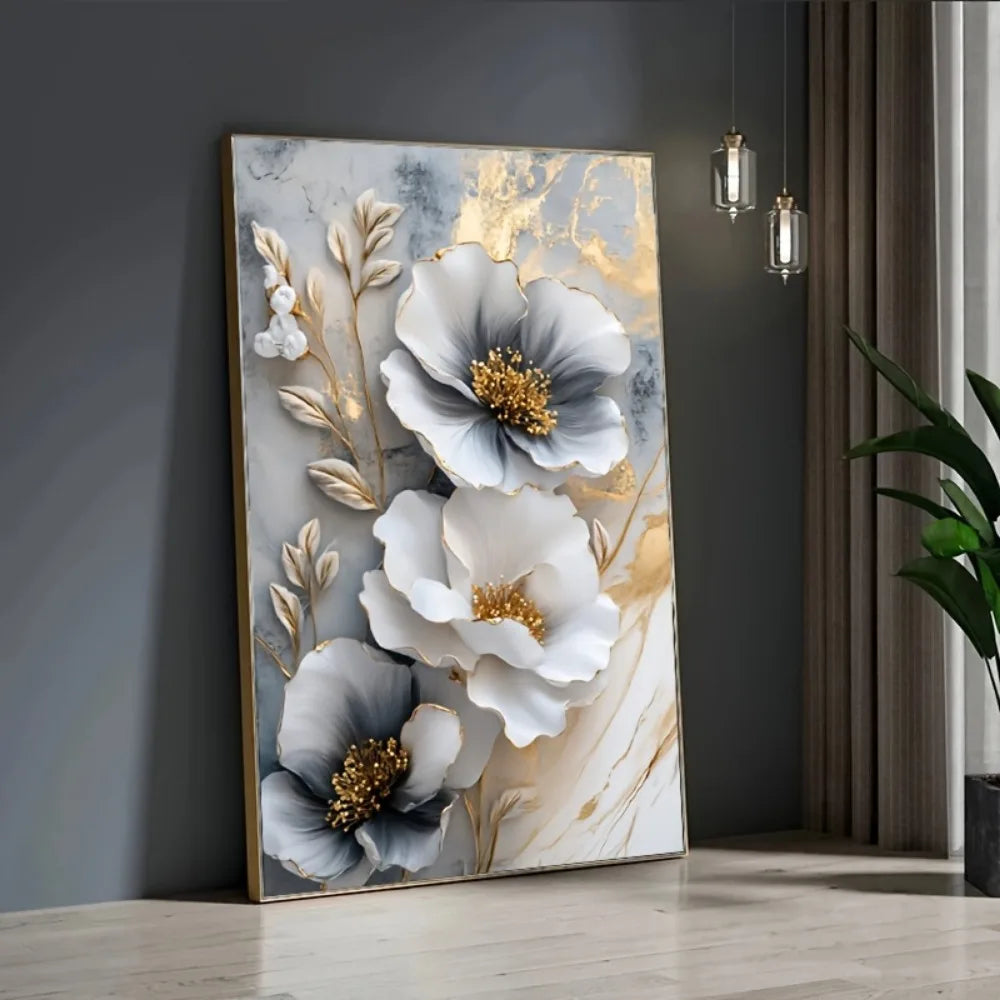 Modern luxury floral canvas mural, suitable for bedroom and living room decoration