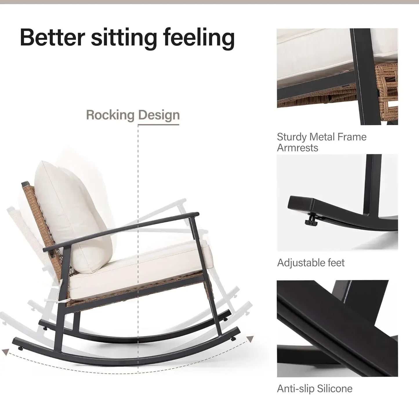 3 Pieces Rocking Bistro Set