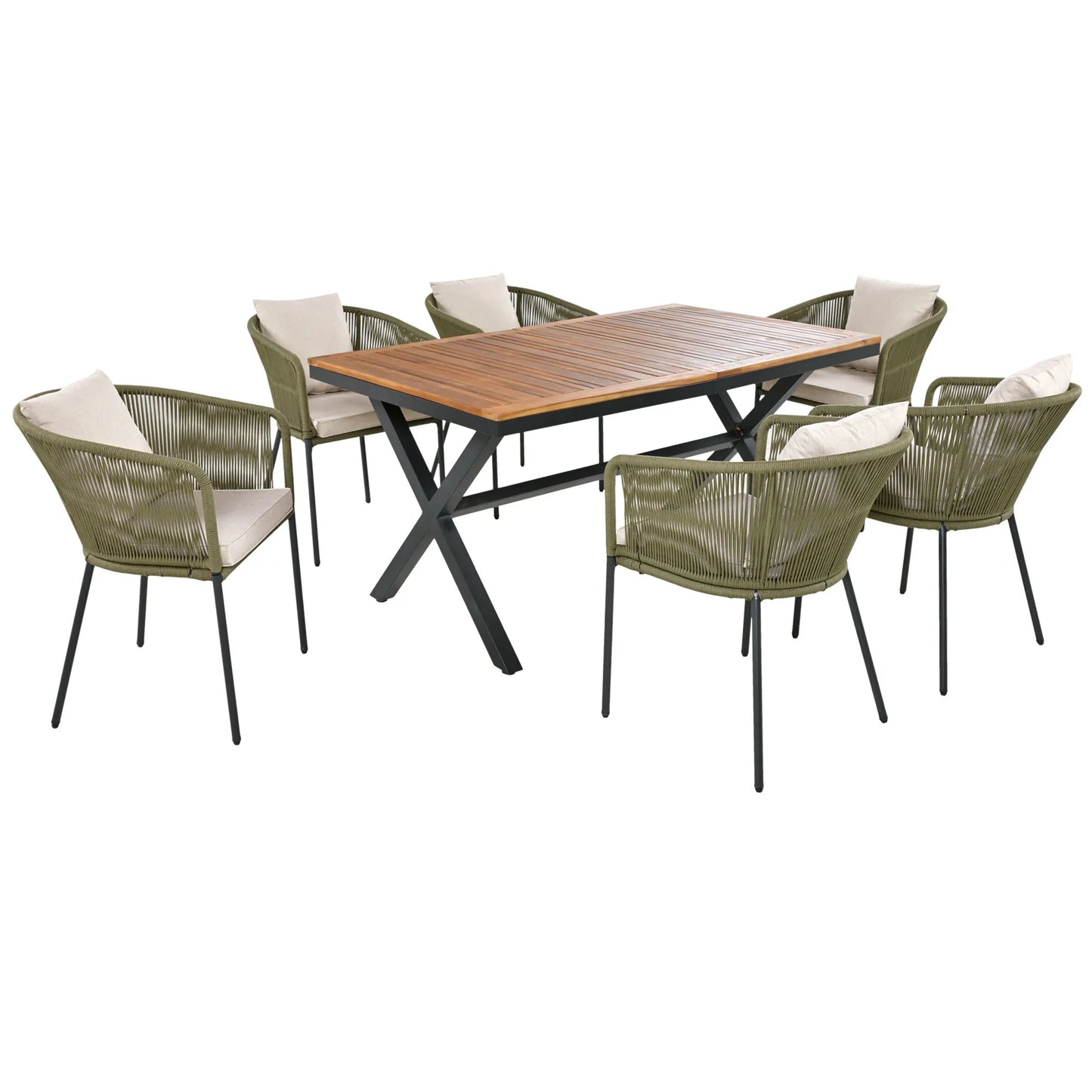 7 Pieces Patio Dining Set, All-Weather Outdoor Furniture Set with table and chairs
