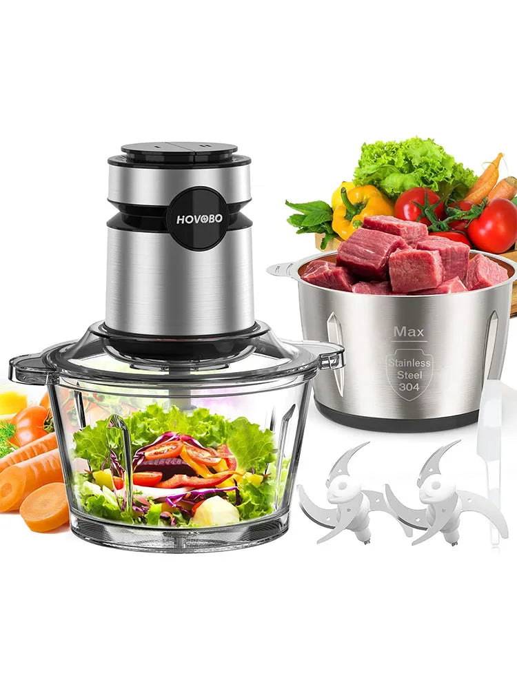 500W Electric Food Processor, Glass Bowl