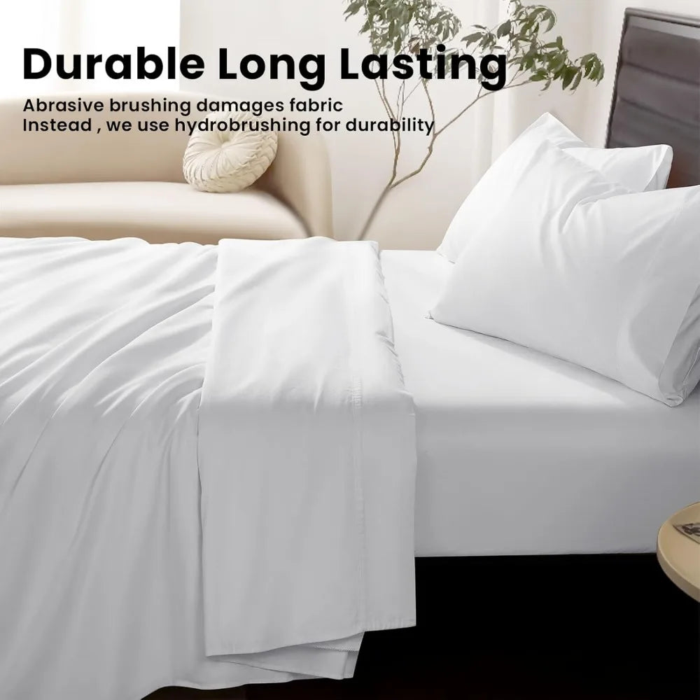 100% Egyptian Cotton, 1200 Thread Count King Size Sheets Set,16 inches Deep Pocket, All Season