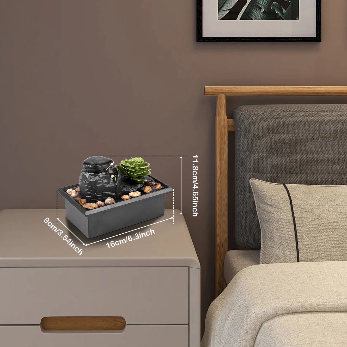 Fountain with Light Battery/USB Operated Mini Indoor Water Fountain