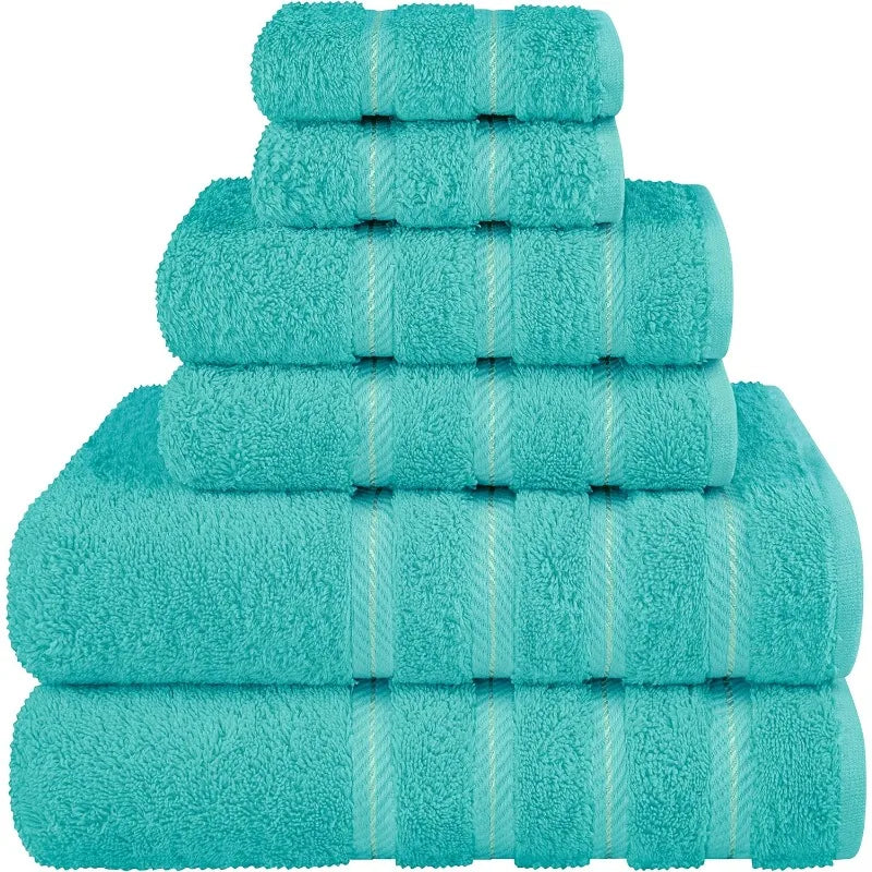 Luxury 6 Piece Towel Set, 2 Bath Towels 2 Hand Towels 2 Washcloths,100% Cotton Turkish