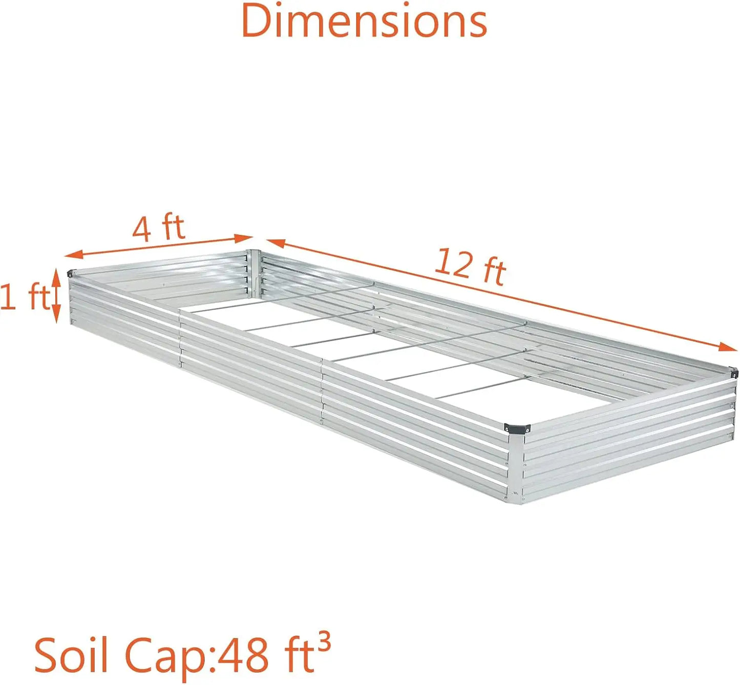Galvanized Metal Raised Garden Bed Planter Box