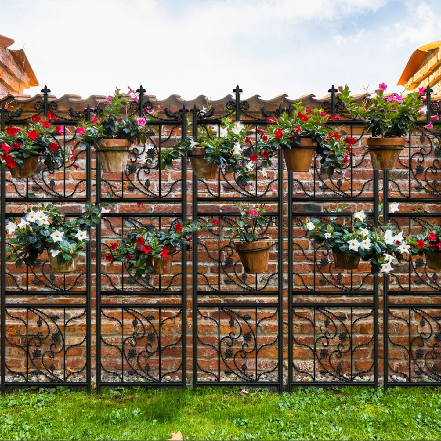 71 inch Garden Trellis, Outdoor Metal Fence Lattice Panel for Climbing Plant Flower