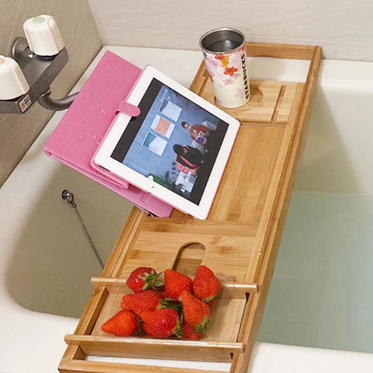 Bamboo Bath Tray Table Bathtub Caddy, Over the Tub Shelf Bath Holder.