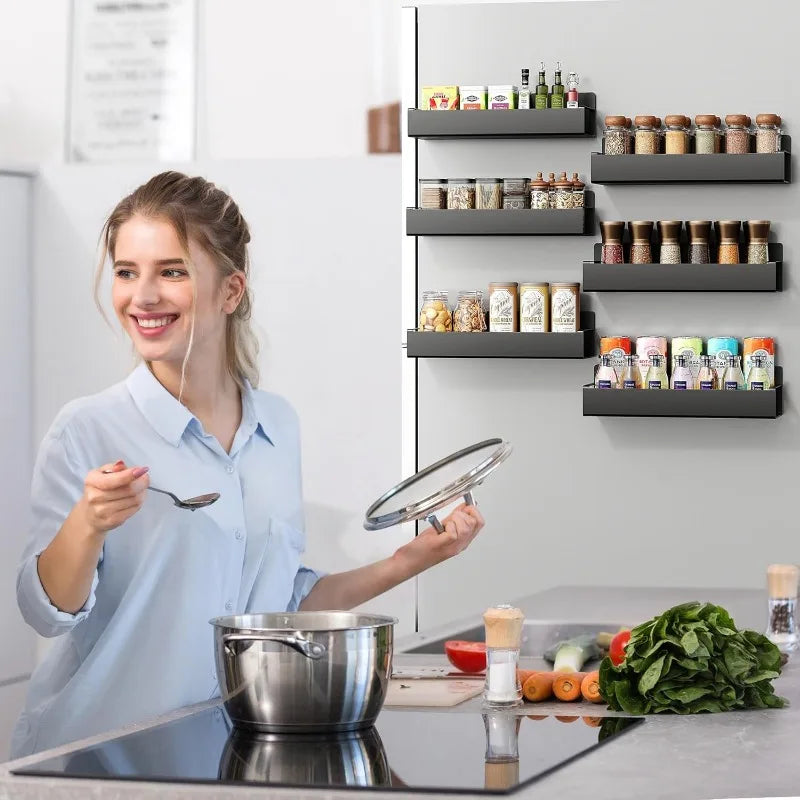 6 Pack Moveable Fridge Magnetic Spice Racks
