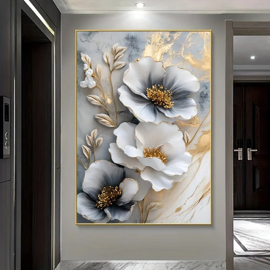 Modern luxury floral canvas mural, suitable for bedroom and living room decoration
